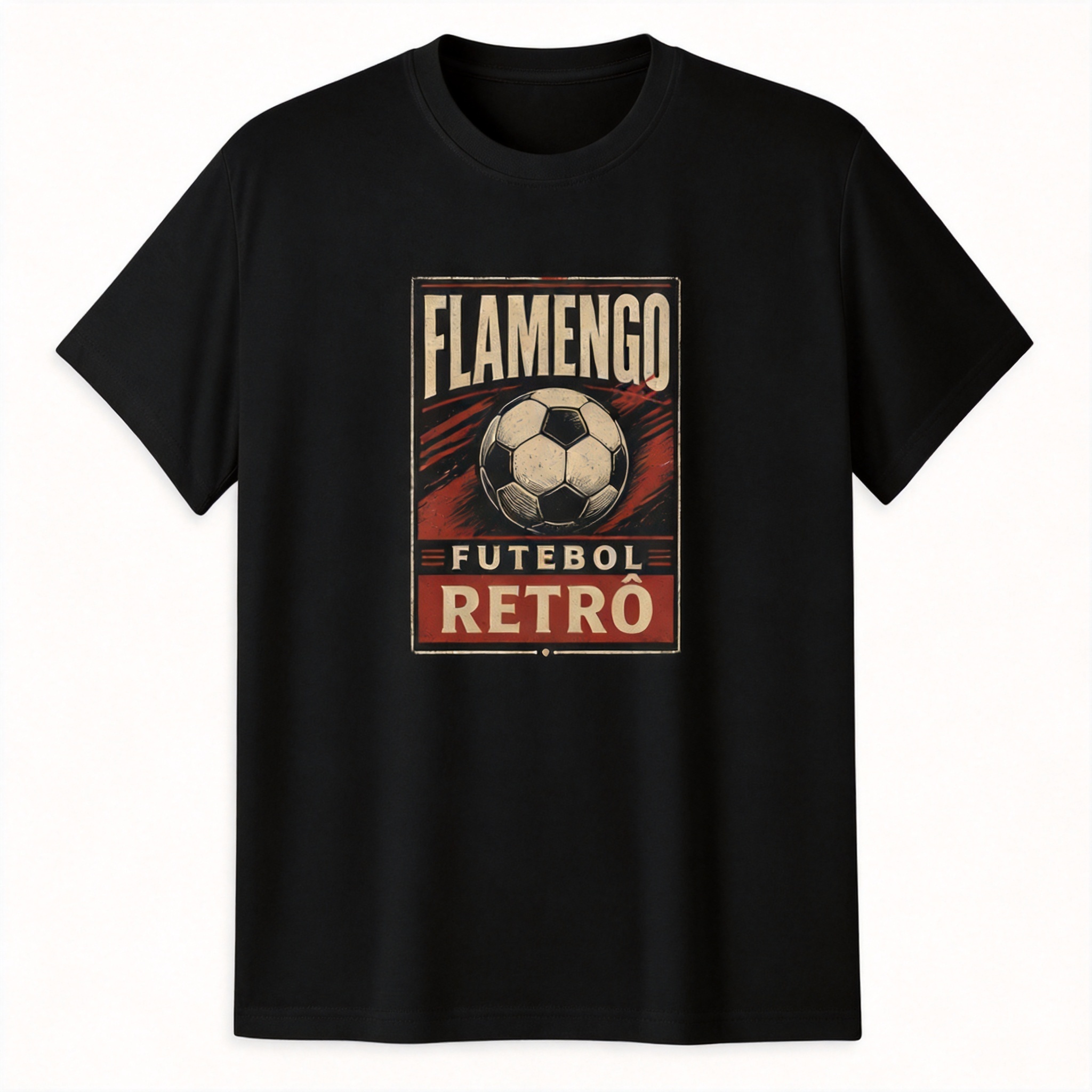 Camiseta de Poliéster Flamengo Estampa Futebol Retrô