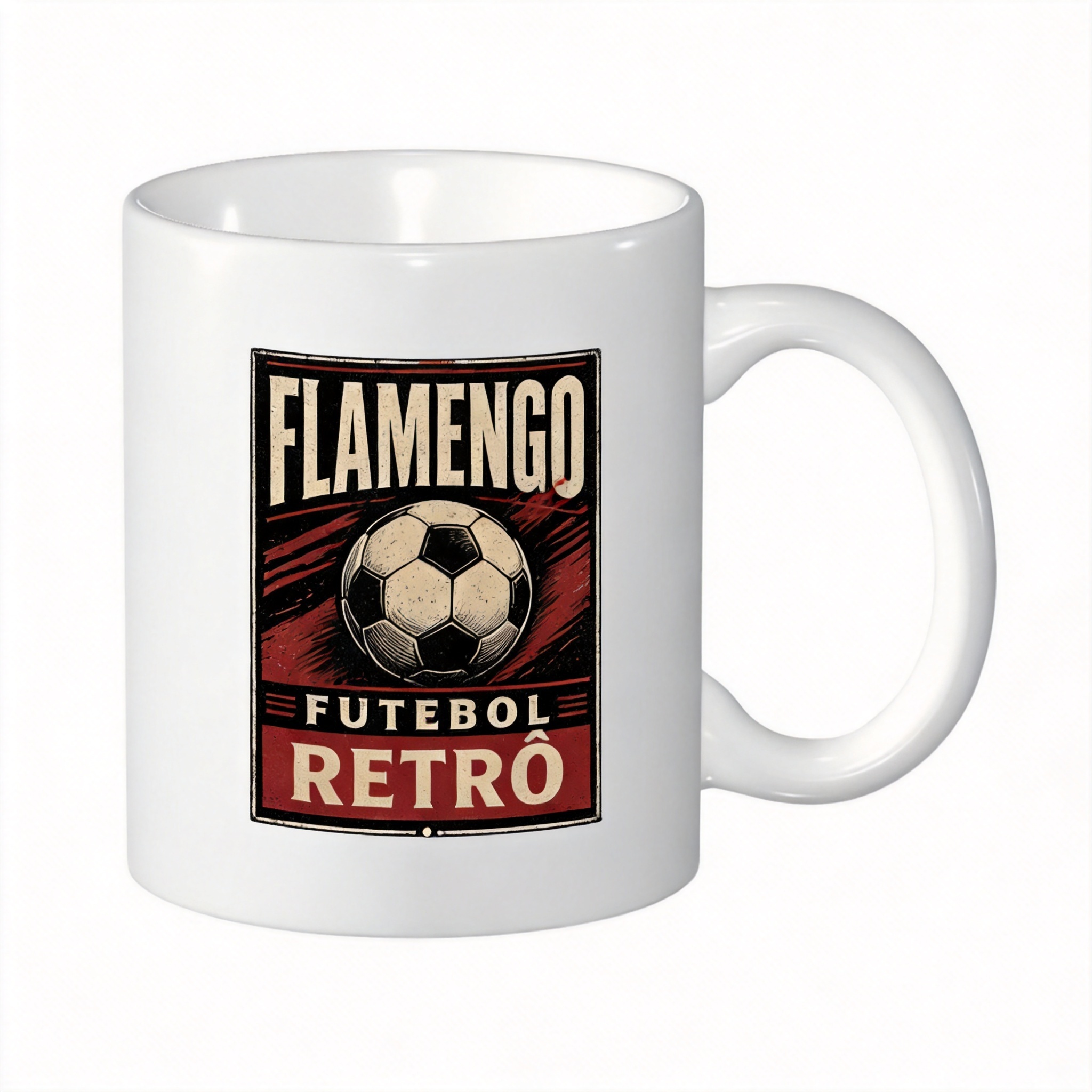 Caneca de Cerâmica Flamengo Futebol Retrô 325ml