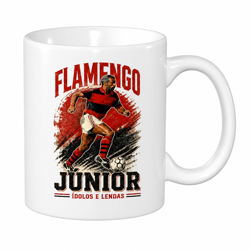 Caneca de Cerâmica Flamengo Júnior - Coleção Ídolos e Lendas 325ml