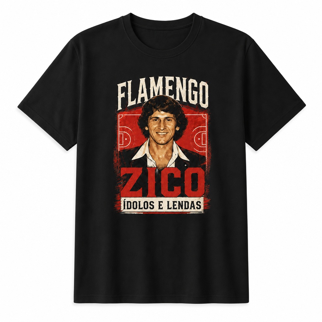 Camiseta Algodão 180g Zico Ídolos e Lendas Flamengo