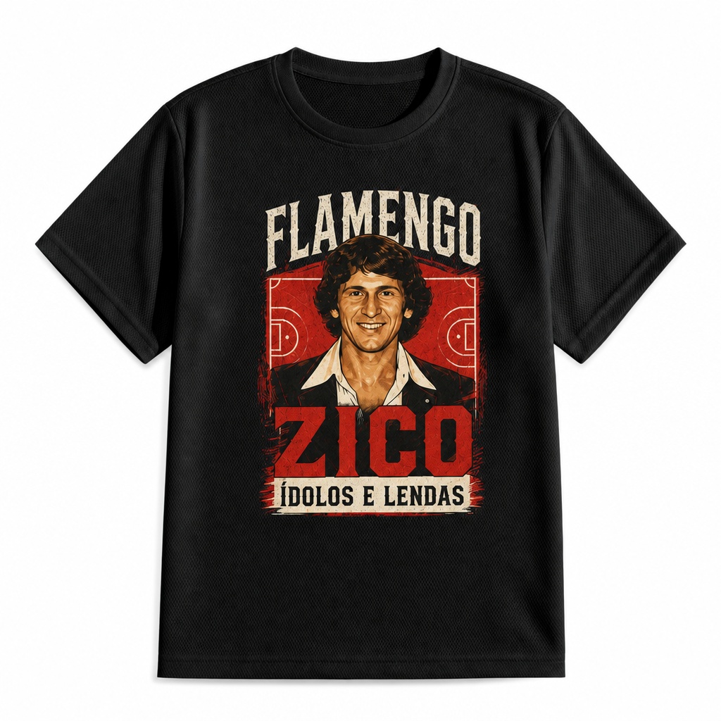 Camiseta Esportiva de Poliéster Flamengo Zico - Ídolos e Lendas