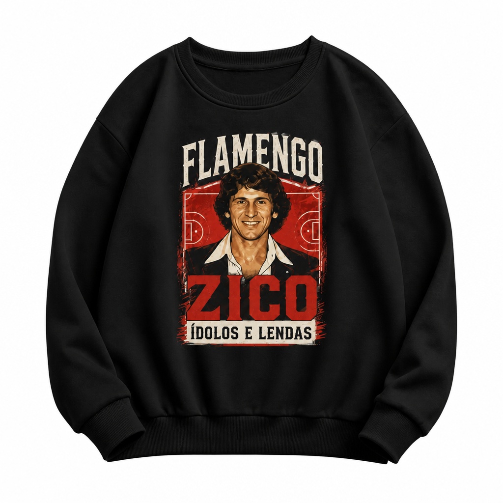 Moletom de Gola Redonda Flamengo Zico - Ídolos e Lendas