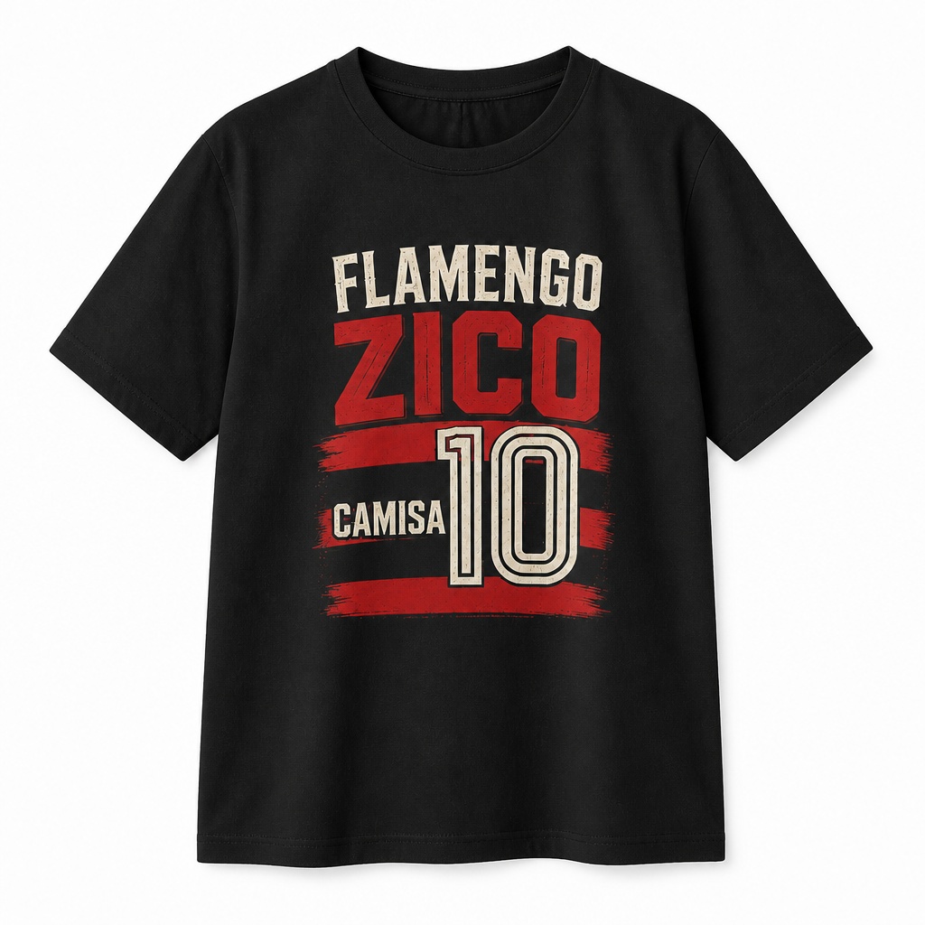 Camiseta de Algodão Infantil Flamengo Zico Camisa 10
