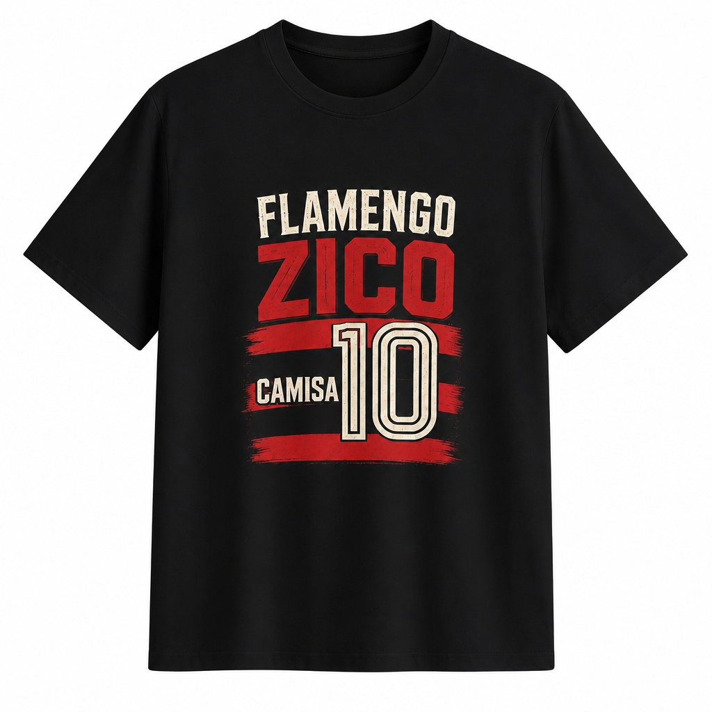 Camiseta Unissex de Poliéster (Produzida no Brasil) Flamengo Zico Camisa 10