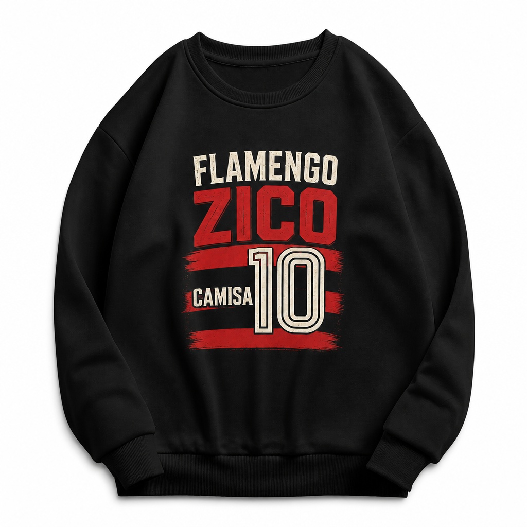 Moletom de Gola Redonda Flamengo Zico Camisa 10 (Produzido no Brasil)