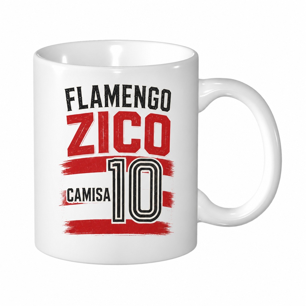 Caneca de Cerâmica Flamengo Zico Camisa 10