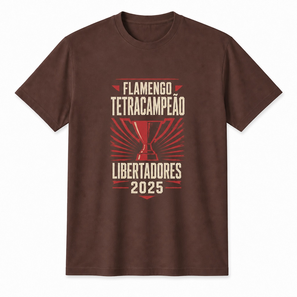 Camiseta de Algodão Flamengo Tetracampeão Libertadores 2025