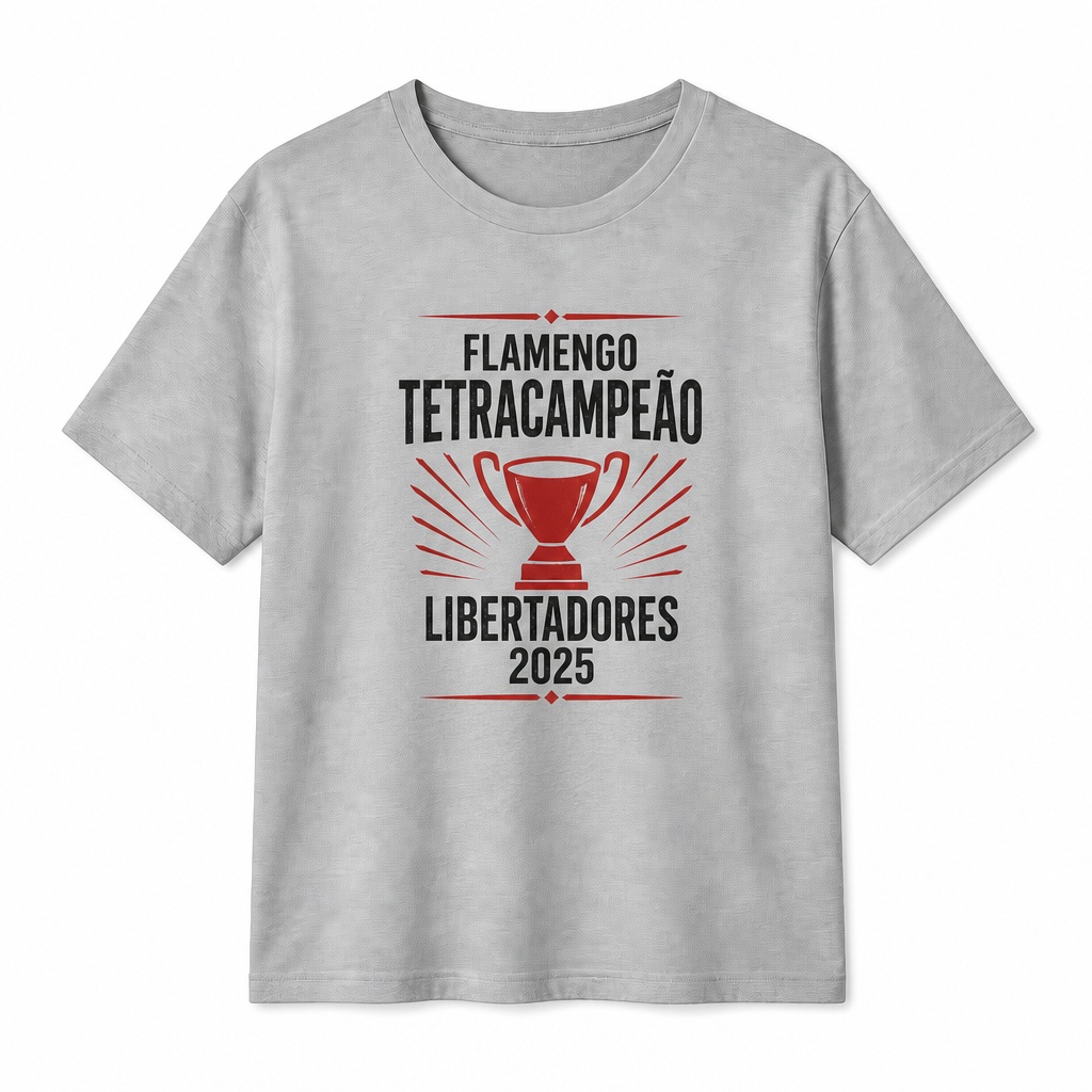 Camiseta Infantil Algodão 180g Flamengo Tetracampeão Libertadores 2025