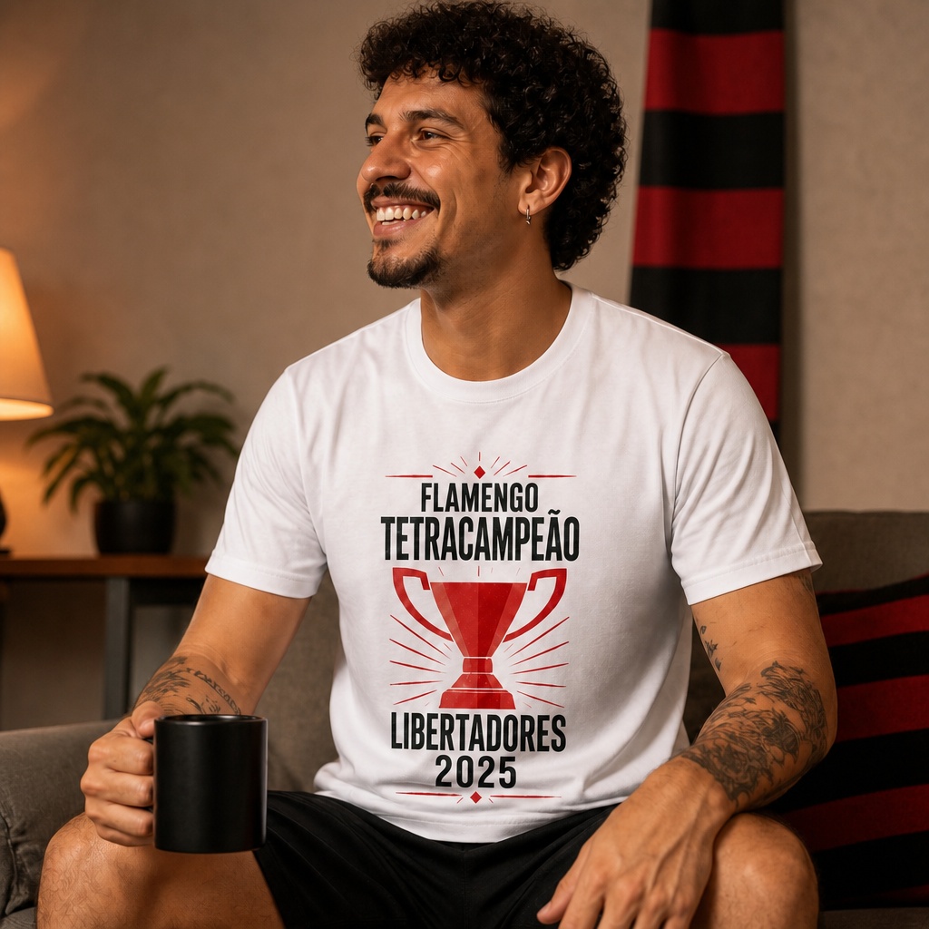 Camiseta Comemorativa Flamengo Tetracampeão Libertadores 2025
