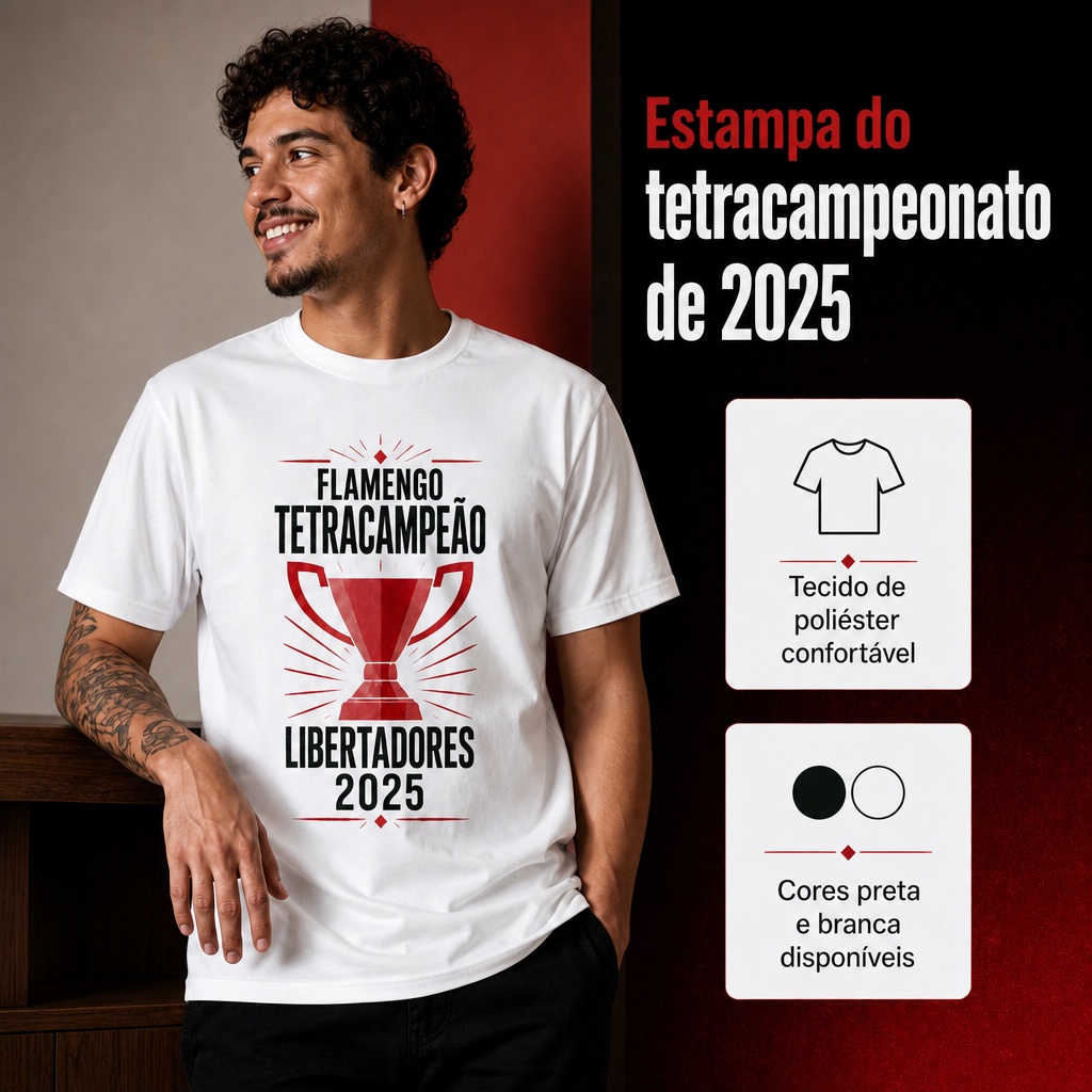 Camiseta Comemorativa Flamengo Tetracampeão Libertadores 2025