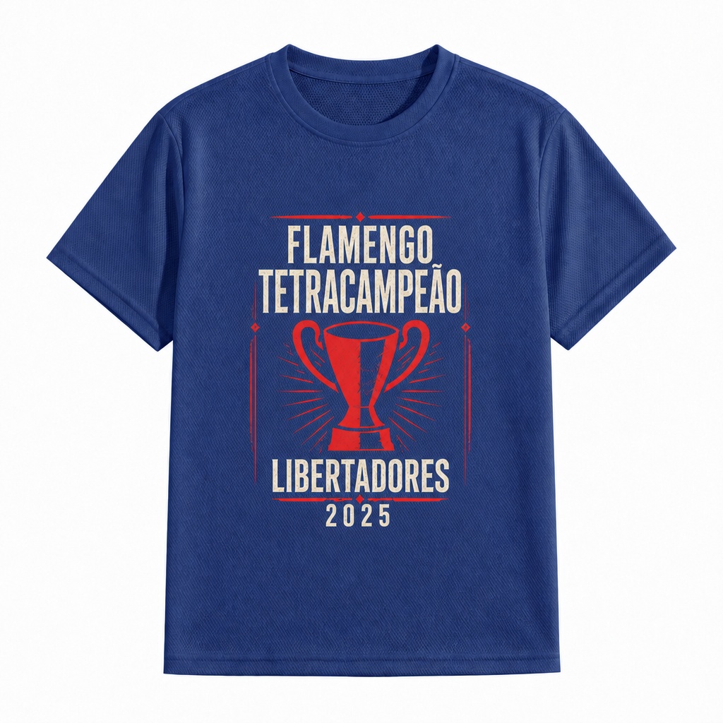 Camiseta Esportiva de Poliéster Flamengo Tetracampeão Libertadores 2025