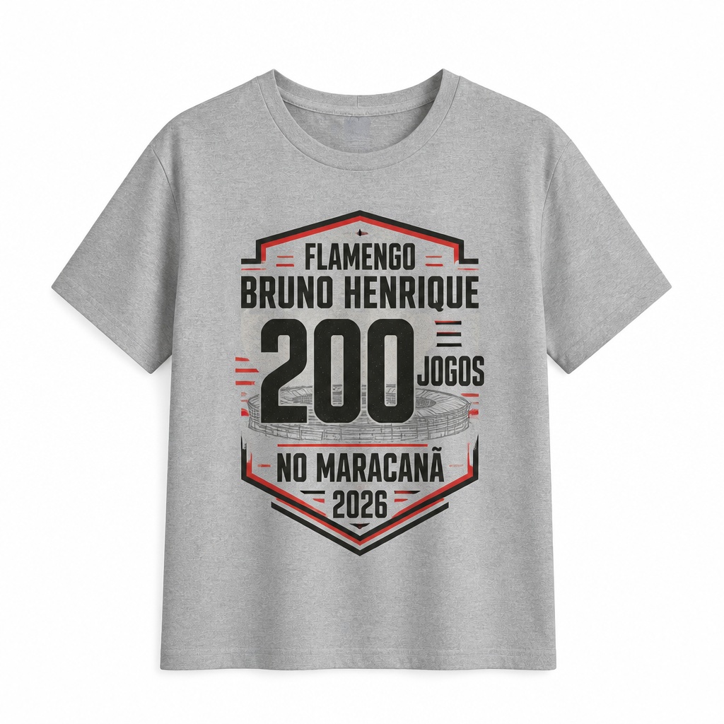 Camiseta Algodão Infantil Bruno Henrique 200 Jogos no Maracanã 2026