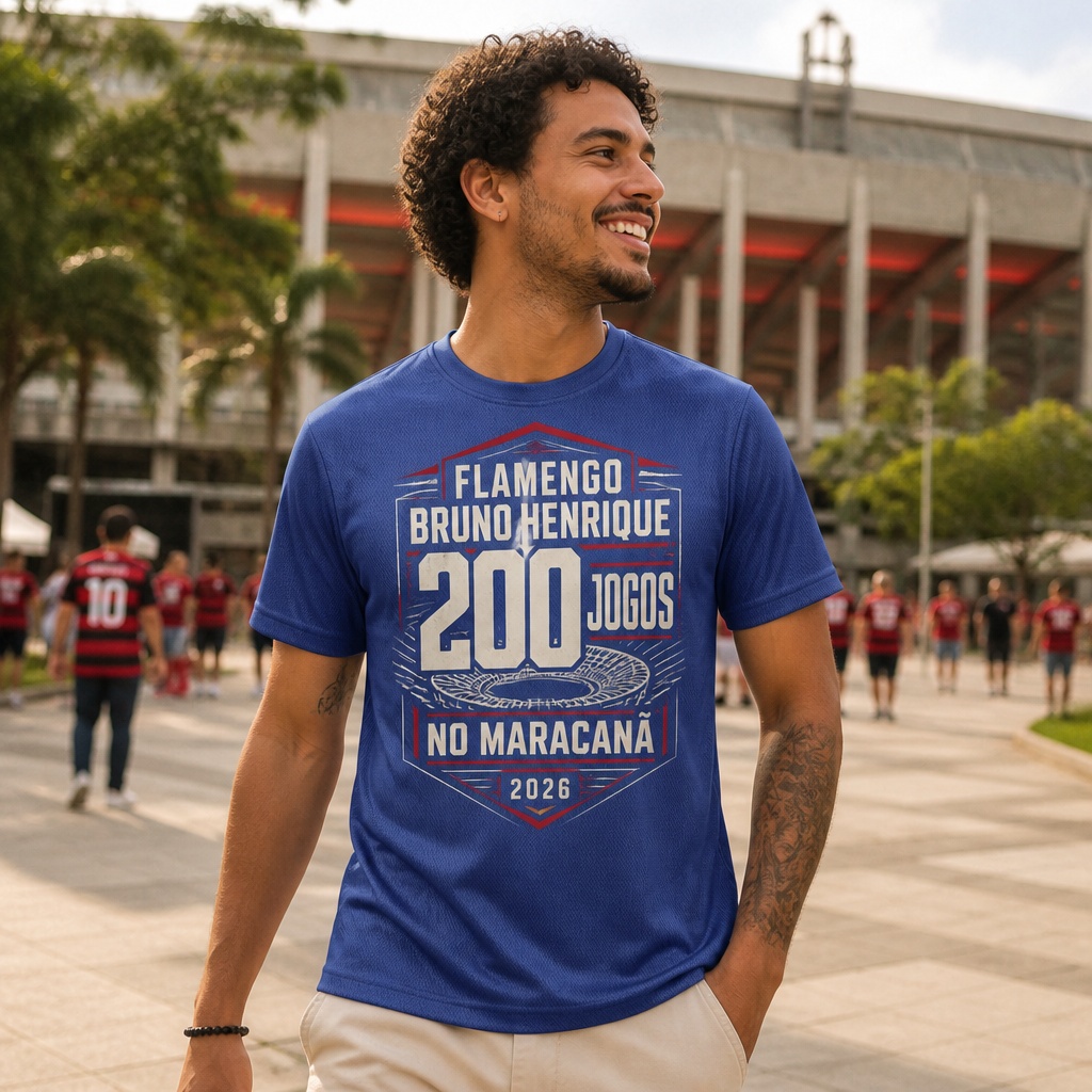 Camisa Esportiva de Poliéster - Bruno Henrique 200 Jogos no Maracanã 2026