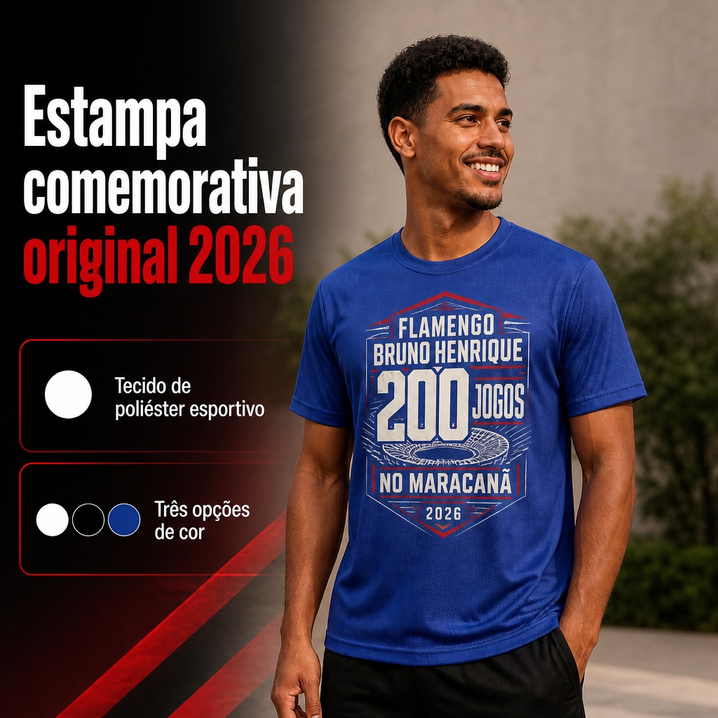Camisa Esportiva de Poliéster - Bruno Henrique 200 Jogos no Maracanã 2026