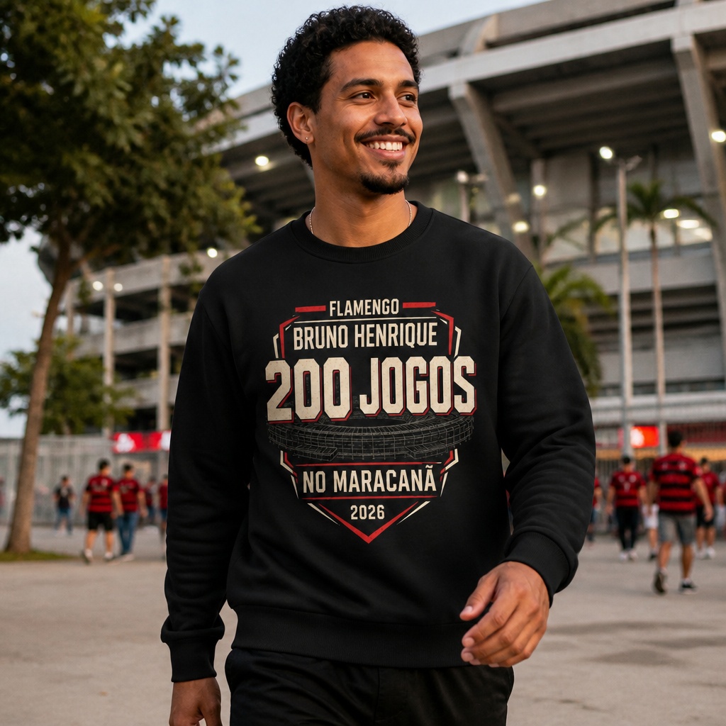 Moletom Gola Redonda Flamengo Bruno Henrique 200 Jogos no Maracanã 2026
