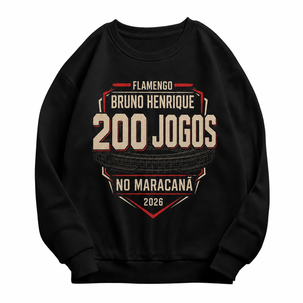Moletom Gola Redonda Flamengo Bruno Henrique 200 Jogos no Maracanã 2026
