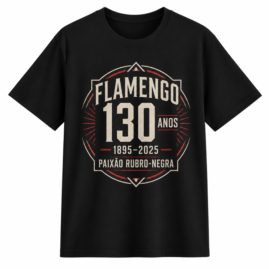 Camiseta Comemorativa Flamengo 130 Anos 1895-2025, Unissex