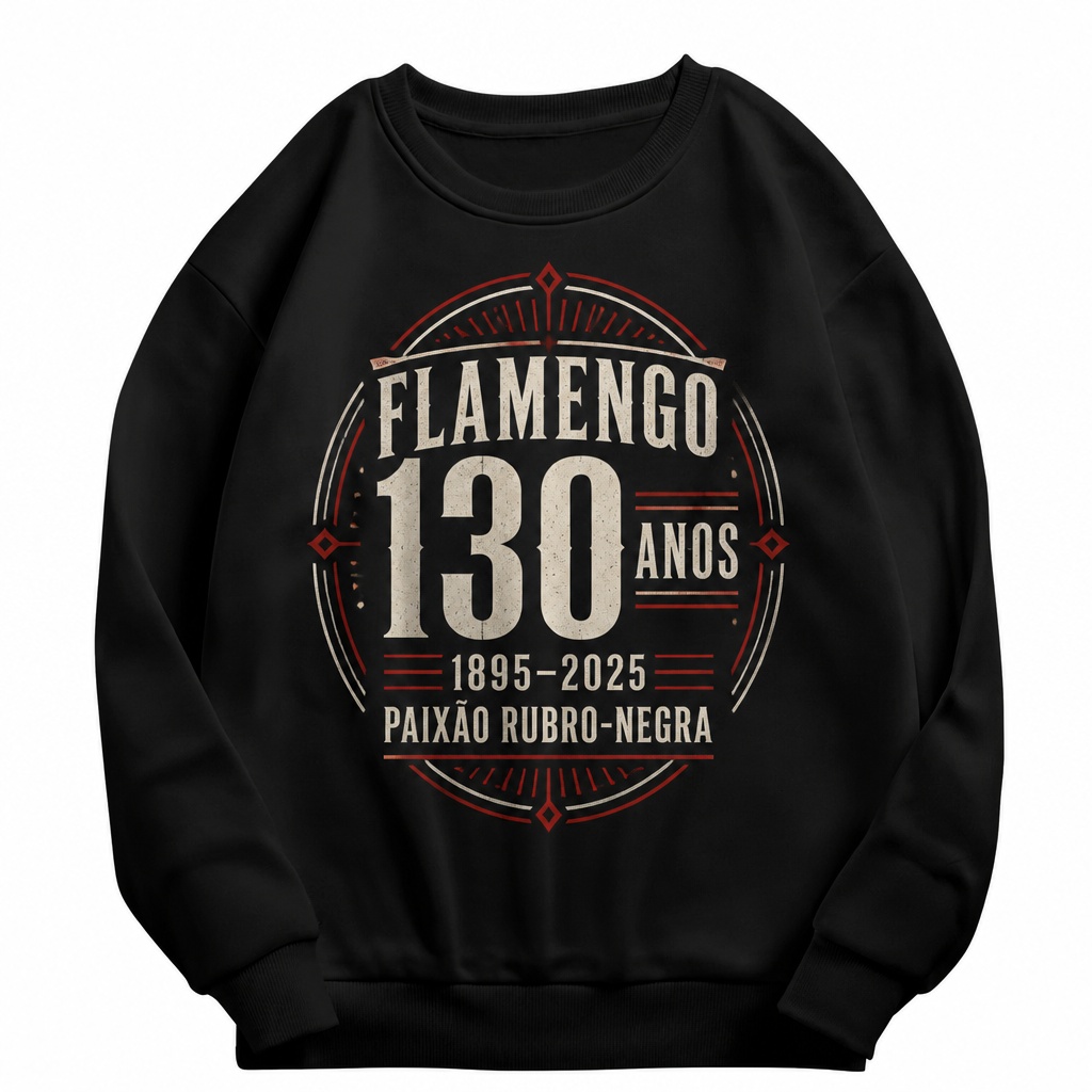 Moletom Gola Redonda Flamengo 130 Anos 1895-2025