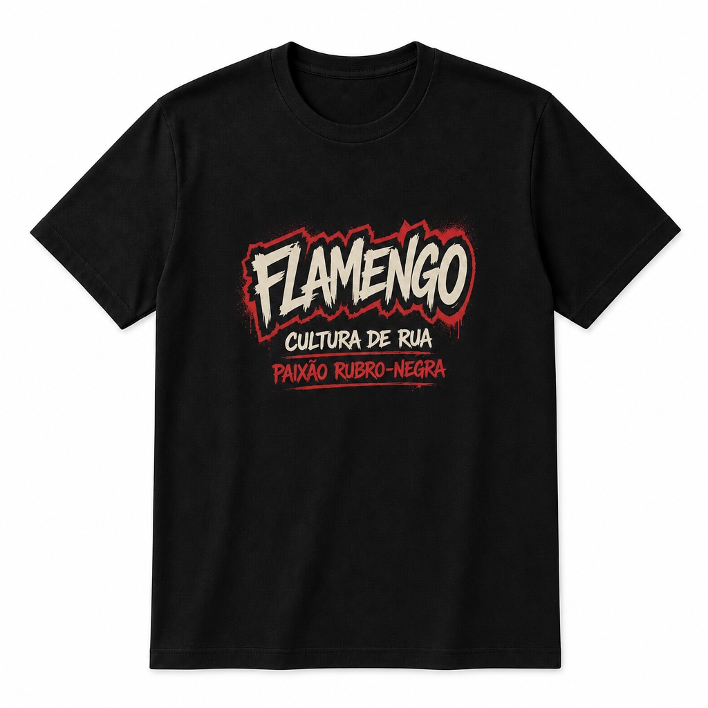 Camiseta Algodão 180g Flamengo Cultura de Rua Paixão Rubro-Negra