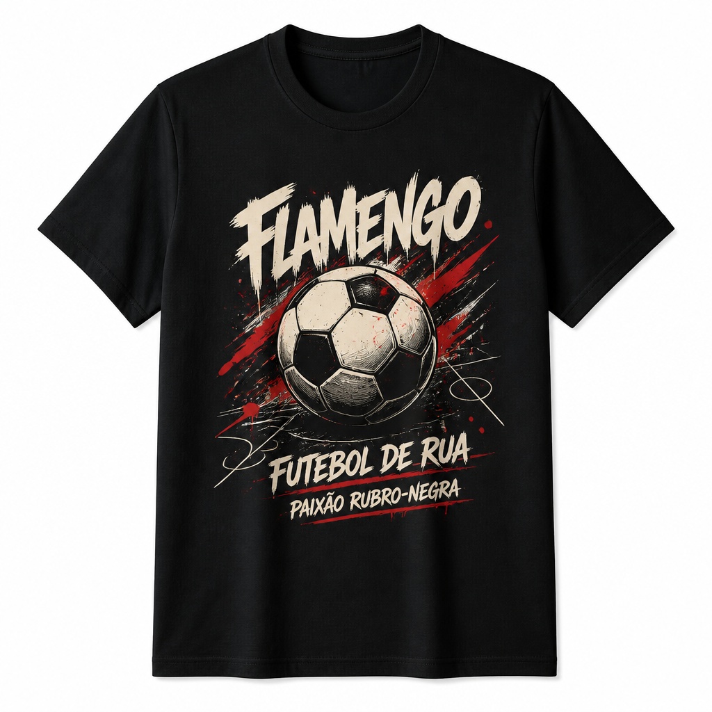 Camiseta Algodão 180g Flamengo | Futebol de Rua Paixão Rubro-Negra