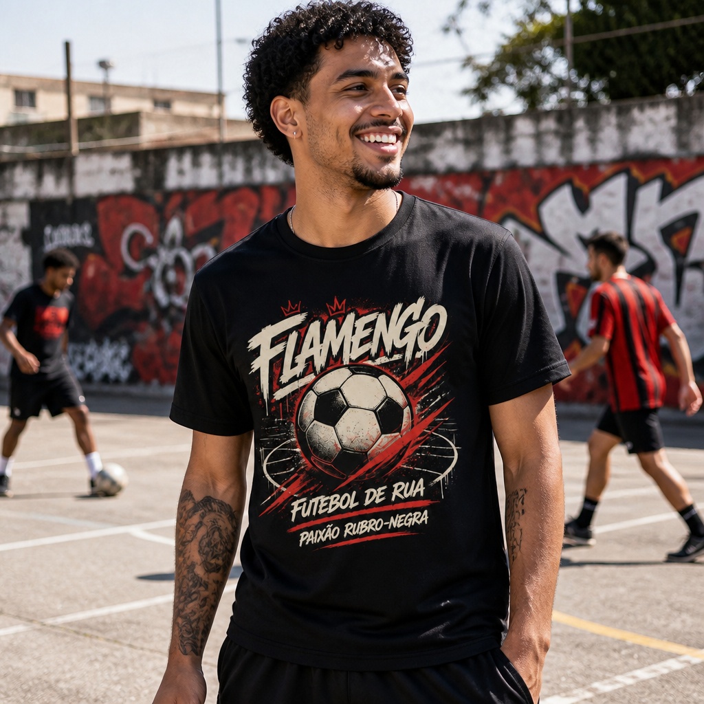 Camiseta Esportiva Flamengo Futebol de Rua Paixão Rubro-Negra