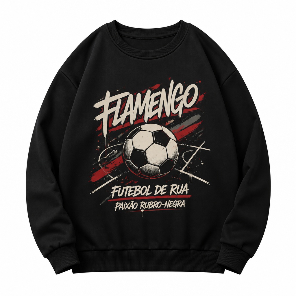 Moletom Gola Redonda 320g - Flamengo Futebol de Rua