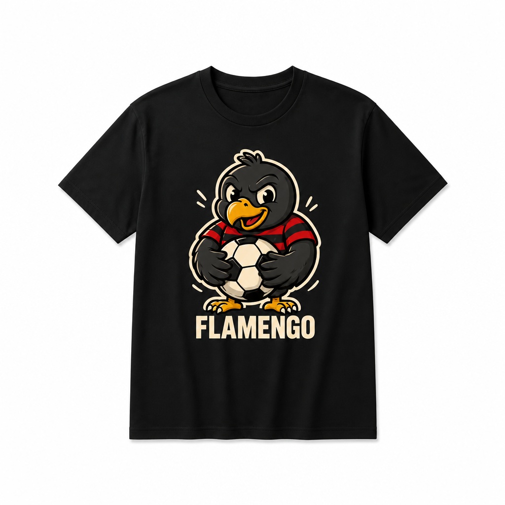 Camiseta Unissex de Algodão 180g - Urubu Cartoon Flamengo