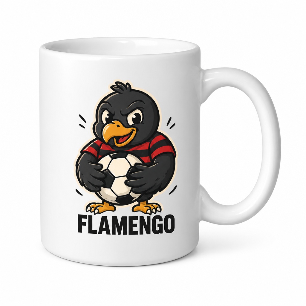 Caneca de Cerâmica Branca 325ml Urubu Street Flamengo